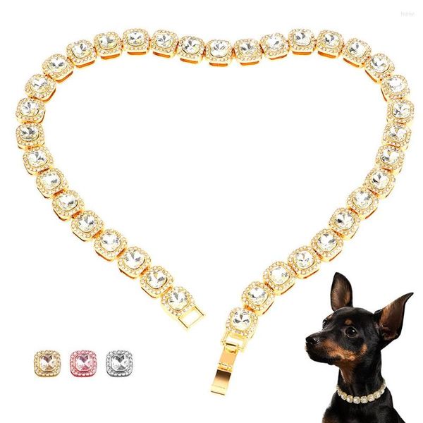 Colliers de chien de luxe collier pour animaux de compagnie collier de chat avec diamant Bling bijoux métal cristal strass chiens chats Chihuahua fournitures