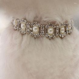 Halsbanden Luxe Strass Kraag Verstelbare Huisdier Sieraden Parel Ketting Accessoires Kat Diamant Nekband Voor Kleine Honden