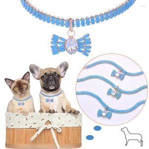 Halsbanden Luxe Zirkoon Huisdier Blauwe Strik Kat Ketting Puppy Verstelbare Rose Gouden York Halsaccessoires