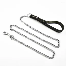 Colliers de chien Plomateur de chaîne en métal avec un harnais en cuir Gandoue de style de base solide