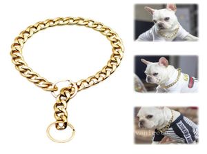 Hondenkragen metaal grote gouden kleurenketen zomer huisdier mode accessoires bulldog kraag kleine honden huisdieren kettingen zc4955829591