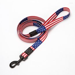 Collares para perros MIDG Bandera americana Estampado de correa Cuerda Suministros para mascotas pequeños y medianos