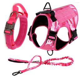 Halsbanden Militair harnas Halsband Set Roze Kleur Verstelbaar Huisdier Tactisch Trainingsvest Duitse herder voor grote middelgrote honden