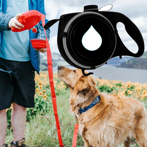 Colliers pour chiens multifonction petite laisse pour animaux de compagnie corde pour grand collier avec bouteille d'eau intégrée bol sac à déchets distributeur accessoires