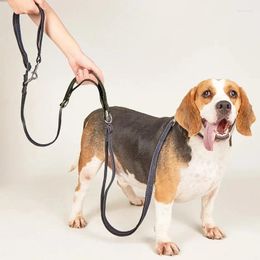Collares de perros Multifuncionales Lata de tela de jean Longitud Ajustable Manos libres cabezas dobles para pequeños perros medianos grandes caminando corriendo