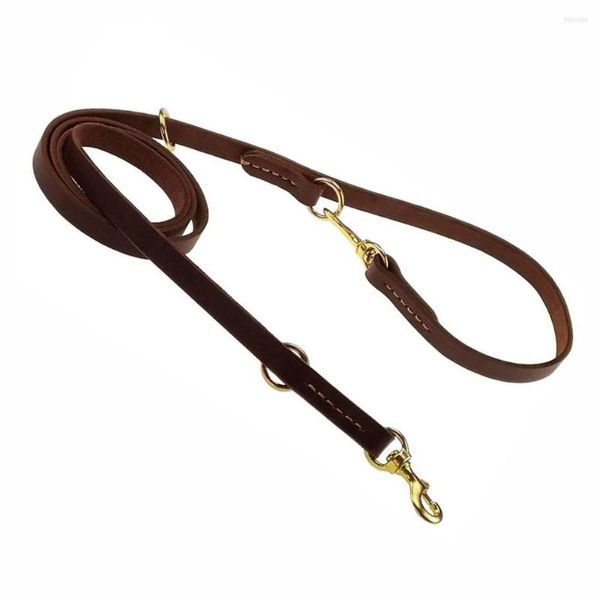 Colliers pour chiens laisse multifonctionnelle mains libres en cuir véritable course 8 pieds longue formation fournitures pour animaux de compagnie pour grands petits chiens