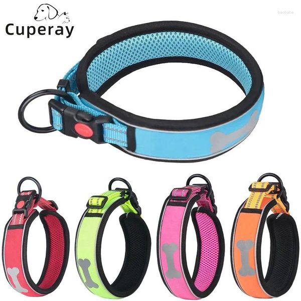 Collares de perros Neopreno Petera ancha reflectante con cinturón de metal duradero hebilla de servicio pesado ajustable nylon