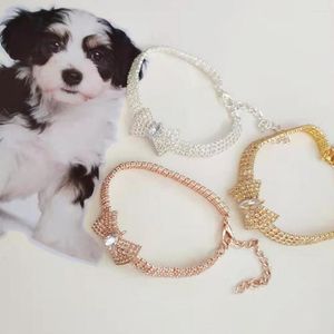 Hondenkragen Mooi uitziende Pet Collar Flexibel Bowknot Design Verstelbare Fashion Rhinestone Necklace Loop