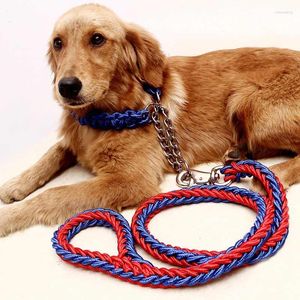Colliers pour chiens Collier de corde de traction tressé en nylon Ensemble de laisses fortes Fournitures de produits pour animaux de compagnie