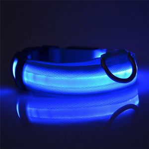 Colliers pour chiens Nylon Pet Night Safety LED Light Clignotant Glow in the Dark Petite laisse collier de sécurité