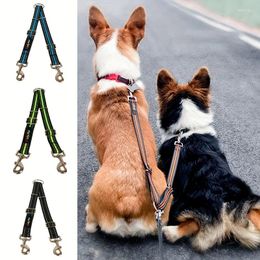 Colliers de chien en nylon en soie en soie double laisse peut conduire deux animaux de compagnie multipliés en option en option