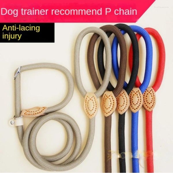 Colliers pour chiens chaîne en cuir cousue en nylon allongé et entraînement épaissis traction anti-é-é-traction harcestres chiens accessoires