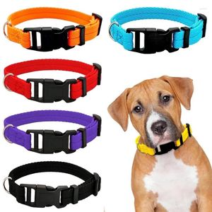Collares para perros Collar de correas de nailon Hebilla de clip resistente para mascotas para perros pequeños medianos Chihuahua Rojo Negro Azul Púrpura