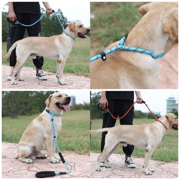 Collares para perros Correa para mascotas de una pieza Cadena reflectante para caminar Anti-estrangulación P Cadena de cuerda para entrenamiento a prueba de explosiones de perros grandes