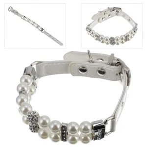 Halsbanden Parelhalsband Kettingen Kleine honden Huisdier Parels Leibandbenodigdheden Verstelbare Imitatie Pu Kat Accessoires Spikes