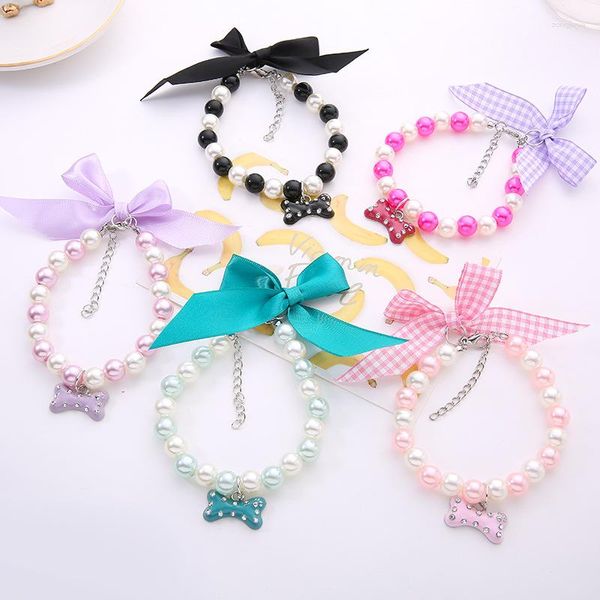 Collares para perros Pearl Rhinestone Collar Joyería Kitten Puppy Lindo collar brillante Accesorios decorativos