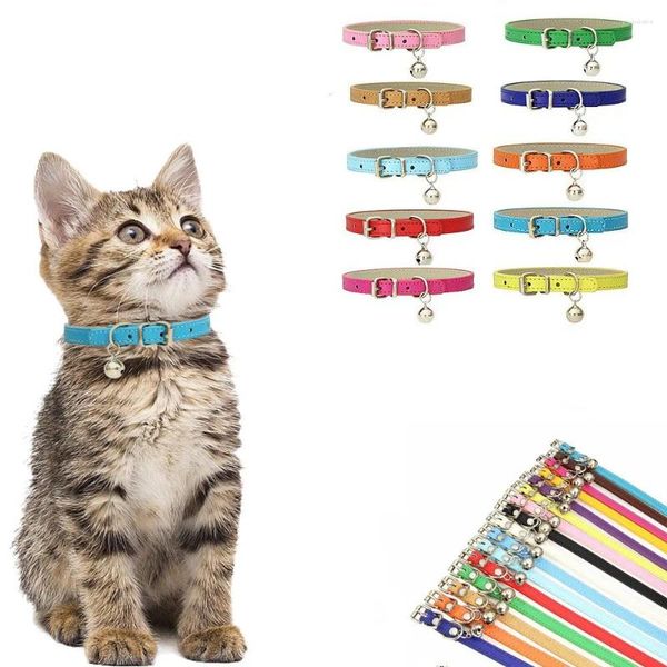 Collares para perros Campana personalizada Collar para mascotas Moda Sólido Accesorios ajustables Multicolor Pu Cuero Suministros impermeables Gato