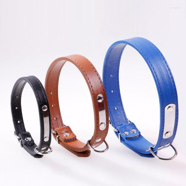 Colliers pour chiens collier de chat personnalisé en cuir PU chiot chats ID avec étiquette nominative plaque signalétique réglable pour petits chiens moyens Pitbull