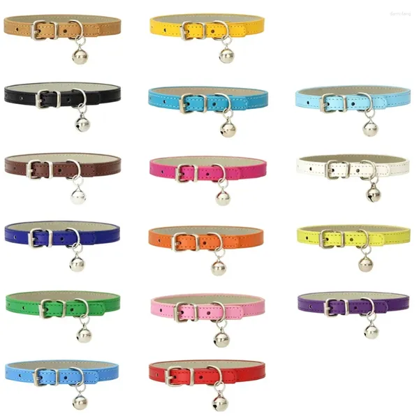 Colliers de chien collier de chat personnalisé avec cloche collier de chaton en cuir réglable pour chats chiots bande de cou Chihuahua Ctas