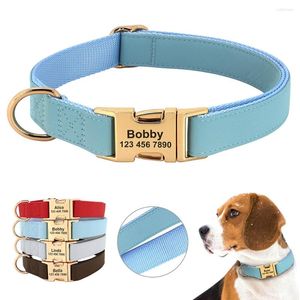 Colliers de chien personnalisé nom collier en cuir Nylon chiens ID boucle Anti-perte animal de compagnie plaque signalétique collier pour petit grand Pitbull