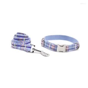 Colliers de chien Collier de compagnie personnalisé ID Plaid personnalisé étiquette de laisse de plomb réglable définir la gravure gratuite