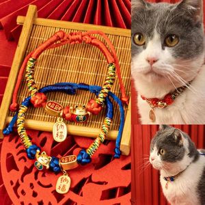 Hondenhalsbanden Accessoires voor huisdieren Chinese stijl ketting Handgeweven kattenhalsband Feestelijke nekring