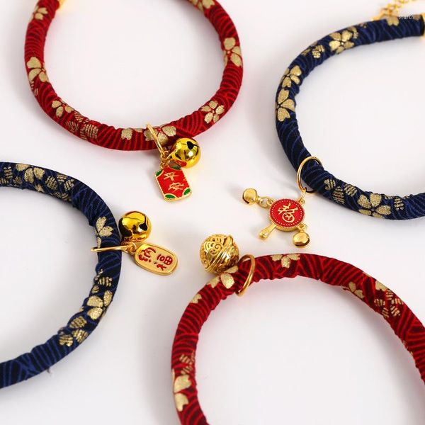 Colliers pour chiens Pet Bell collier réglable bronzant Style chinois pour attirer la richesse et le bonheur pendentif chat collier