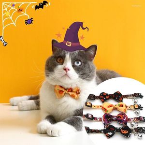 Colliers avec nœud papillon pour animaux de compagnie, collier pour chat et Halloween, boucle de sécurité avec cloche réglable pour chiot, accessoires