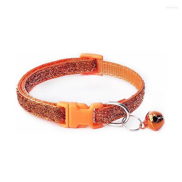 Collares para perros, cabeza de gato, hebilla de seguridad, parche para Collar, campana de tela, lentejuelas doradas, cinta de terciopelo brillante, accesorio de 1,0 cm de ancho