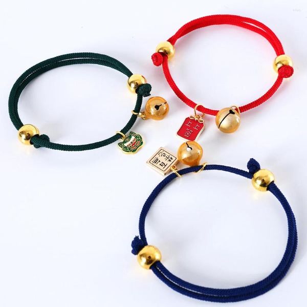 Collares para perros Mascota Gato Año Cuerda roja Suerte Marca Ajustable Campana Collar Riqueza Atraer Teddy Collar Primavera Festival Accesorios