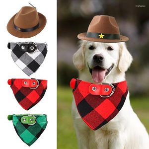 Hondenkragen huisdier cowboy kostuum accessoires kattengrootte hoed en bandana sjaals zachte verstelbare multifunctionele set