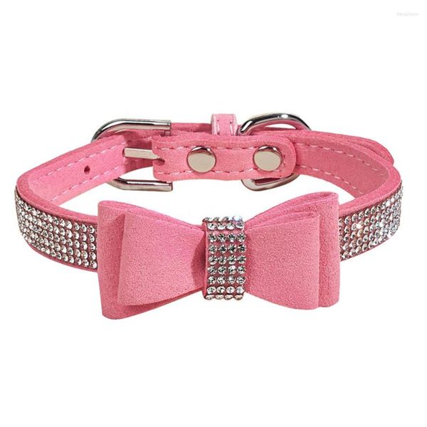 Collares para perros Collar de diamantes para mascotas Collares rosas resistentes Collares de viaje de microfibra para perros pequeños