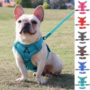 Hondenkragen huisdier harnas riem reflecterende strepen anti-pull tractie touw set kraag borstband