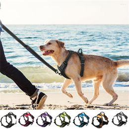 Colliers pour chiens Harnais pour animaux de compagnie Gilet anti-traction avec 2 clips de laisse Réglable Rembourré doux Réfléchissant Oxford sans étranglement