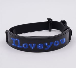 Collares para perros Collar con pantalla LED para mascotas Subtítulos brillantes Collar para mascotas recargable de cuero sintético