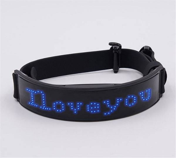 Colliers pour chiens en simili cuir, avec écran d'affichage LED pour animaux de compagnie, sous-titres lumineux, rechargeables