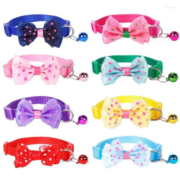 Collares para perros Collar de mascota Accesorios de correa ajustable para cuello Bownot Nylon Cat Boest Bell Campo Color Corby Corby