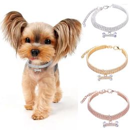 Colliers pour chiens et animaux de compagnie, avec diamant, pendentif en os de Zircon, strass, accessoires réglables, en métal et cuivre, bijoux pour chiots