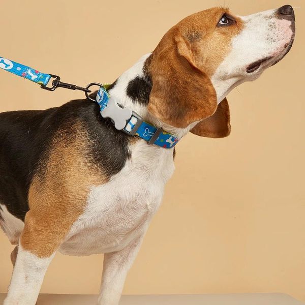 Collares de perros con estampado de mascotas tracción de tracción set de bolsillo para caminar para caminar