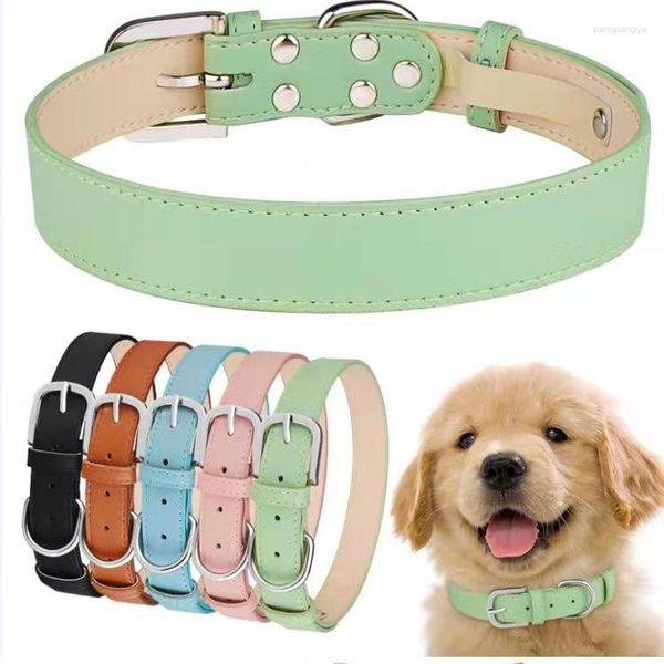 Coleiras para cães Produtos para animais de estimação Couro PU Colar Pescoço Anel Tamanho Médio Grande Pêlo Dourado Cavalo De Mu Ultra Fibra