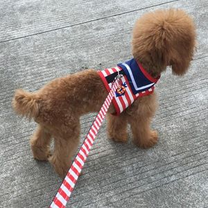 Halsbanden Huisdier Puppy Kat Harnas Halsband Tractie Streep Sailor Style Leuke jas voor kleine chihuahua Teddy