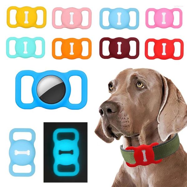 Collares para perros Funda protectora de silicona para mascotas Buscador GPS Forma de hueso de gato Collar Loop para Apple Airtags Localizador Rastreador Dispositivo antipérdida