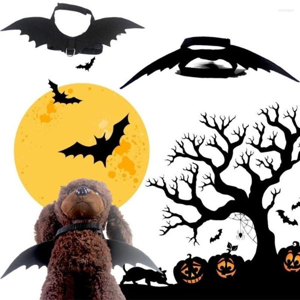 Collares para perros, suministros para mascotas, decoración de ala de murciélago de Halloween para gatos, ropa con cuerda de tracción, accesorios para la espalda y el pecho