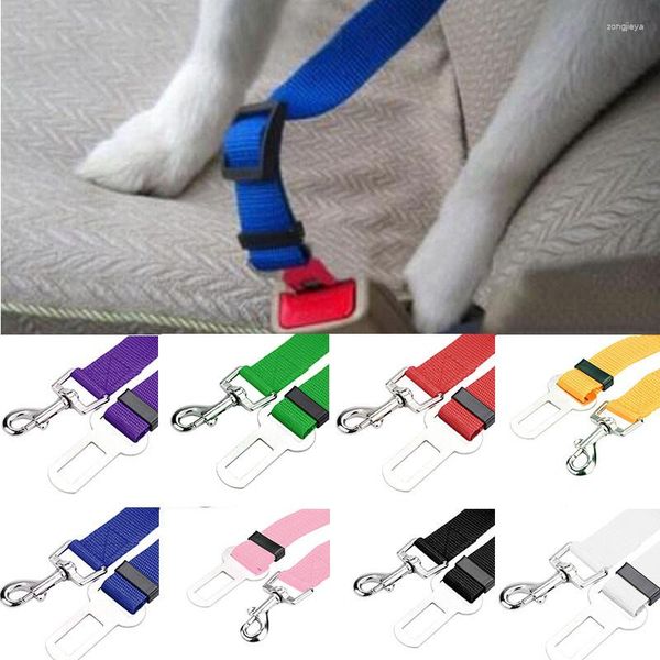 Collares para perros, vehículo para mascotas, cinturón de seguridad para coche, cinturón de seguridad, Clip de plomo, cinturones de seguridad para gatos, cuerda de tracción de nailon de Color sólido para