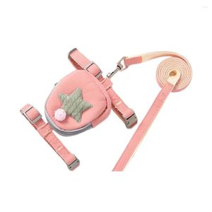 Hondenkragen Pet Walking Schattige verstelbare riem met tas draagbare dierenharnas riem opslag rugzak huisdieren accessoires roze s pink s