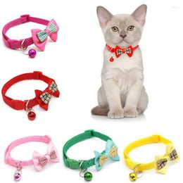 Hondenkragen huisdieren plaid kat kraagveiligheid buckle kitten ketting verstelbare puppy chihuahua vlinderdas schattige bowknot met belhanger