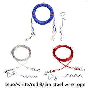Colliers de chien animaux de compagnie attachez le câble et le pieu anti-wrap noueux corde de fil pour plage yard