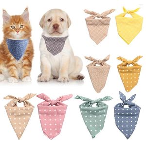 Dog Collars Plaid Dots Style Winter Pet Bandanas Cotton Washable Scarf Bowties Collar Square Bib For Puppies Kittens