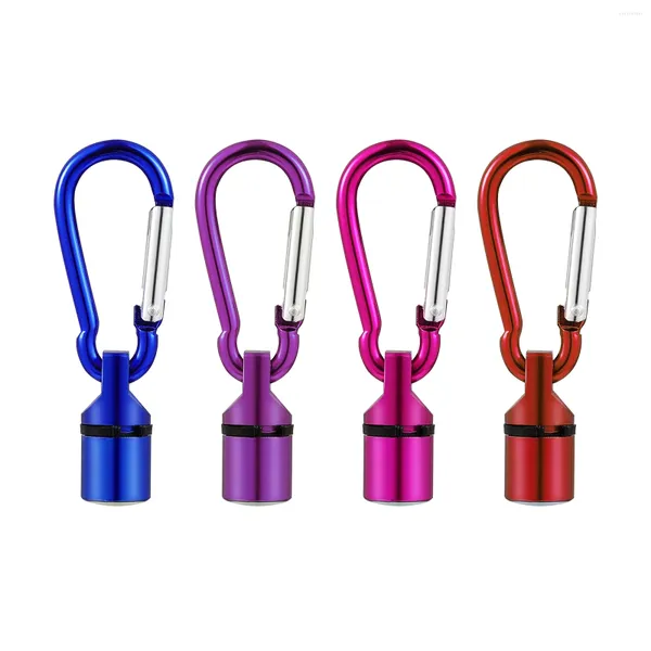 Collares para Perros POPETPOP 4 Piezas de Aluminio portátil para Mascotas, Gatos, Cachorros, luz Intermitente LED, Etiqueta de Collar de Seguridad (Rojo, Azul, Morado, Rosa)