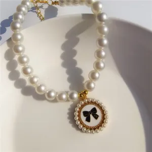 Collares para perros Estilo Princesa, Collar de perlas para mascotas, Collar con lazo, joyería para gatos, accesorios bonitos para cachorros, cadena para Chihuahua, artículos de boda